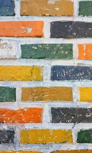 Preview wallpaper wall, brick, colorful, texture, surface