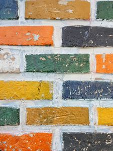 Preview wallpaper wall, brick, colorful, texture, surface