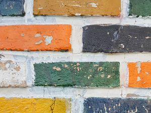 Preview wallpaper wall, brick, colorful, texture, surface