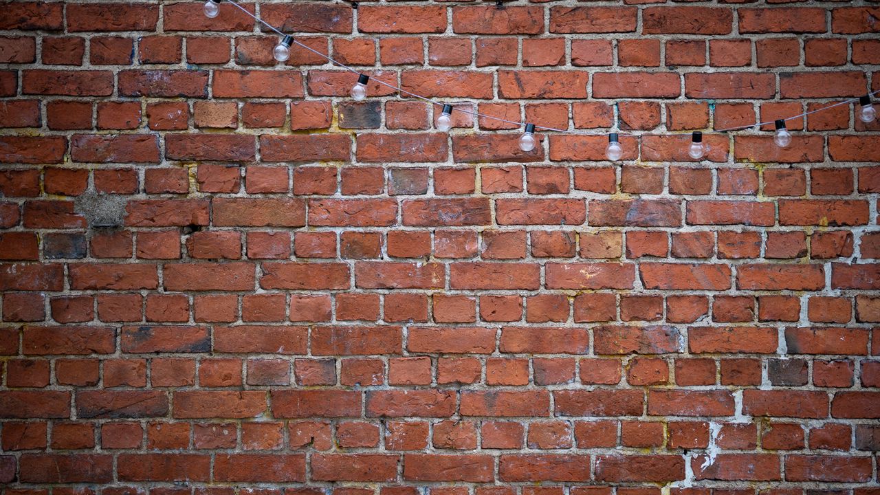 Wallpaper wall, brick, garland