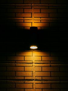 Preview wallpaper wall, brick, lamp, light, lighting, darkness