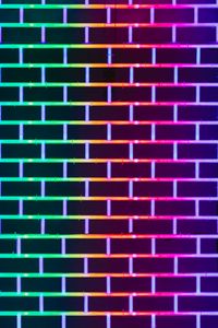 Preview wallpaper wall, brick, neon, glow, multicolored