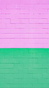 Preview wallpaper wall, brick, texture, purple, green