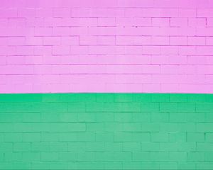 Preview wallpaper wall, brick, texture, purple, green