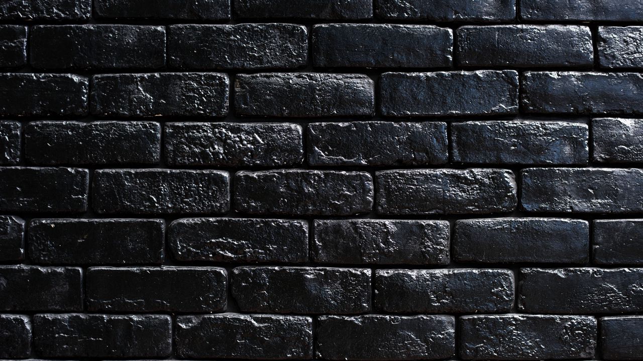 Download wallpaper 1280x720 wall, bricks, black, paint hd, hdv, 720p hd  background
