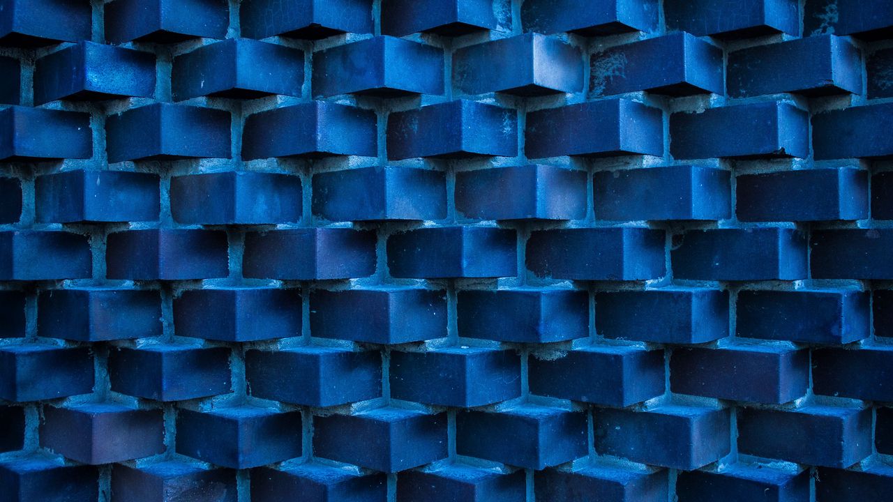 Wallpaper wall, bricks, blue