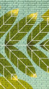 Preview wallpaper wall, bricks, graffiti, leaves, texture
