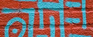 Preview wallpaper wall, bricks, graffiti, texture, red, blue