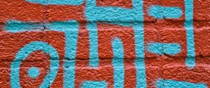 Preview wallpaper wall, bricks, graffiti, texture, red, blue