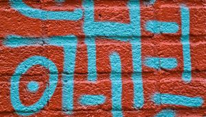 Preview wallpaper wall, bricks, graffiti, texture, red, blue