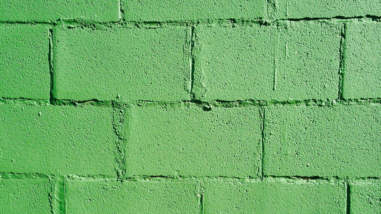 Wallpaper wall, bricks, green