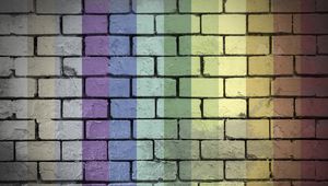 Preview wallpaper wall, bricks, rainbow