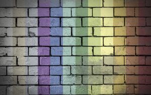 Preview wallpaper wall, bricks, rainbow