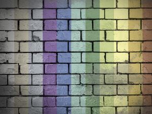 Preview wallpaper wall, bricks, rainbow