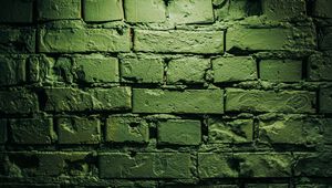 Preview wallpaper wall, bricks, surface, lamp, lighting, green