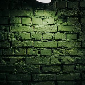 Preview wallpaper wall, bricks, surface, lamp, lighting, green