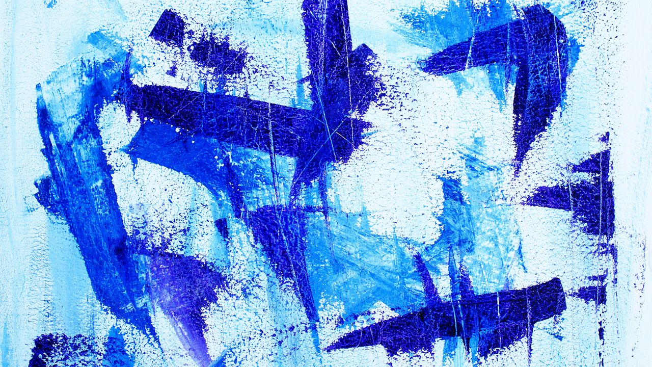 Wallpaper wall, brush strokes, paint, abstraction, blue