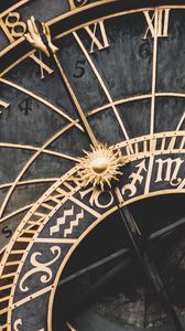 Preview wallpaper wall clock, roman numerals, zodiac signs