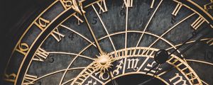 Preview wallpaper wall clock, roman numerals, zodiac signs