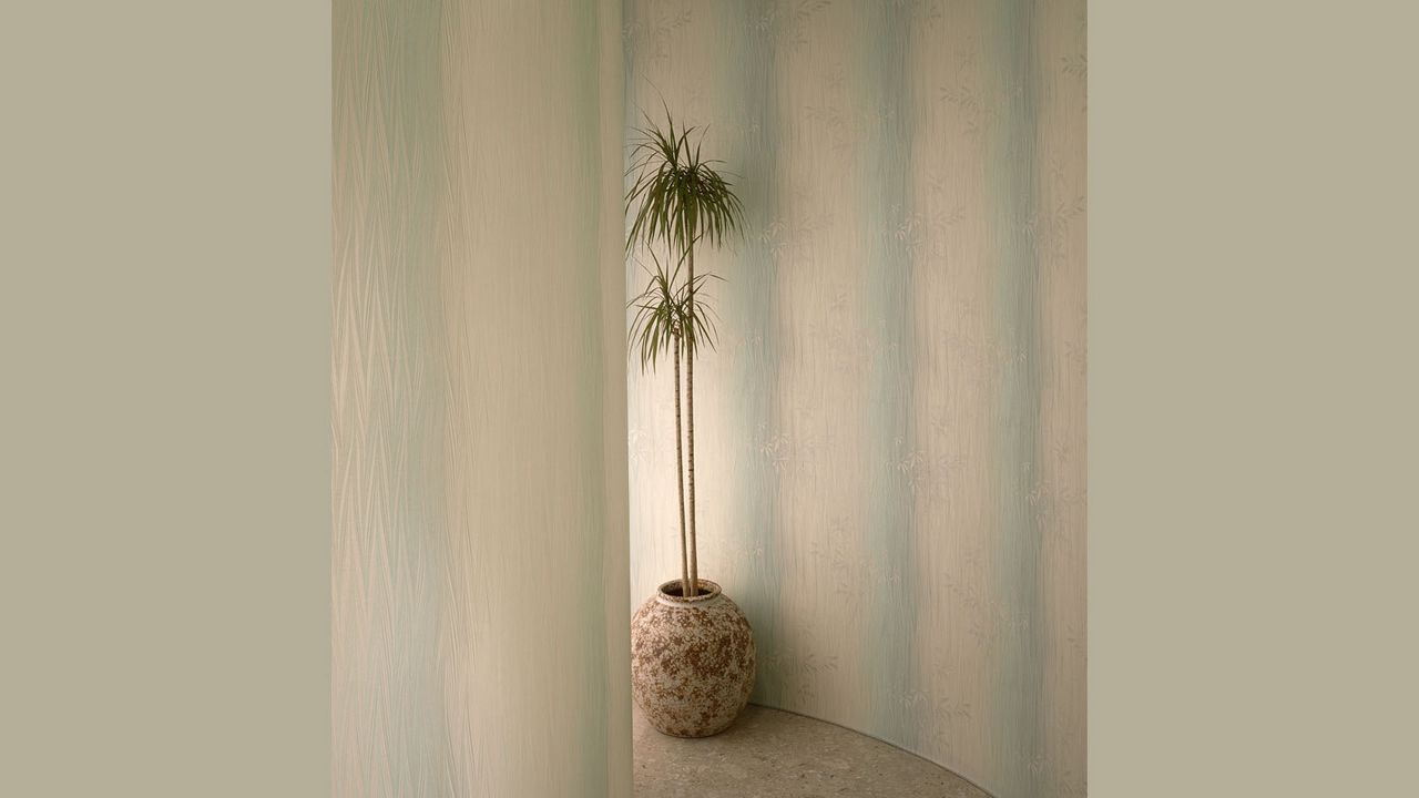 Wallpaper wall, corner, vase, striped, flowers