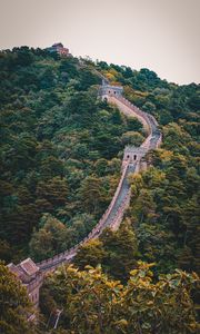Preview wallpaper wall, forest, hill, nature, architecture