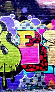 Preview wallpaper wall, graffiti, colorful, sign