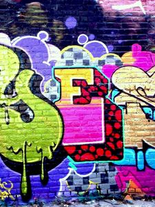 Preview wallpaper wall, graffiti, colorful, sign