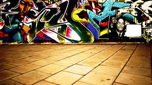 Preview wallpaper wall, graffiti, colorful, tiles