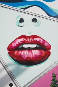 Preview wallpaper wall, graffiti, mural, lips, nose, art