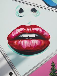 Preview wallpaper wall, graffiti, mural, lips, nose, art