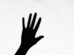 Preview wallpaper wall, hand, shadow, black and white, bw