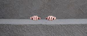 Preview wallpaper wall, hands, gray, concrete, minimalism