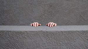 Preview wallpaper wall, hands, gray, concrete, minimalism