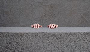 Preview wallpaper wall, hands, gray, concrete, minimalism