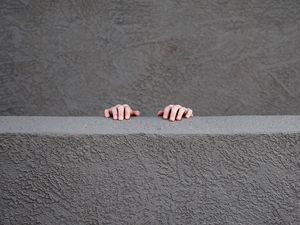 Preview wallpaper wall, hands, gray, concrete, minimalism