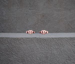 Preview wallpaper wall, hands, gray, concrete, minimalism