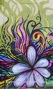 Preview wallpaper wall, mural, texture, graffiti, flower