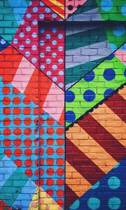 Preview wallpaper wall, paint, brick, colorful, texture