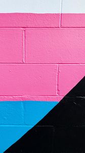 Preview wallpaper wall, paint, multicolored, brick, pink, blue, black, white