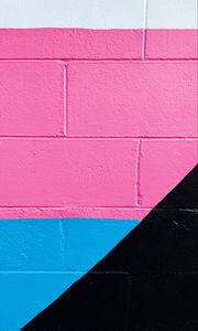 Preview wallpaper wall, paint, multicolored, brick, pink, blue, black, white