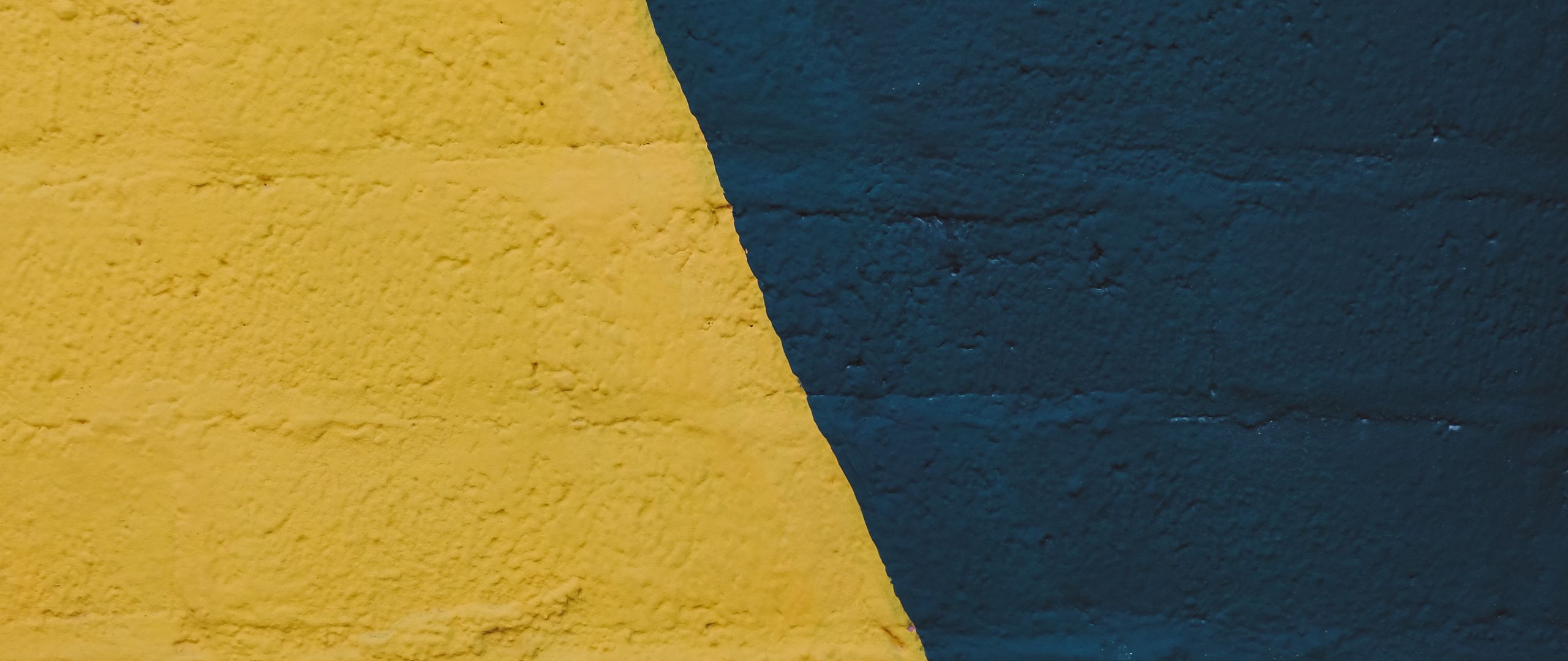 Download wallpaper 2560x1080 wall, paint, texture, blue, yellow dual