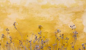 Preview wallpaper wall, plants, spots, yellow