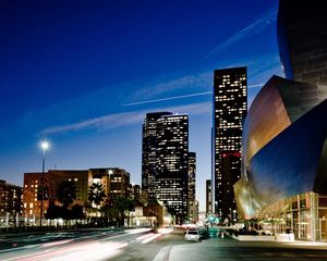 Preview wallpaper walt disney concert hall, night, los angeles, california, usa