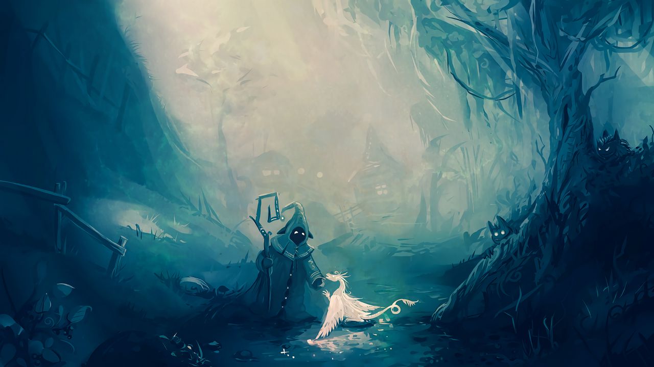 Wallpaper wanderer, dragon, art, fog