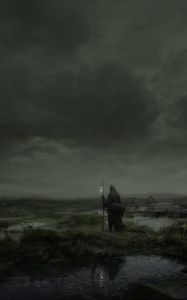 Preview wallpaper wanderer, fog, mantle, loneliness, art, gloomy