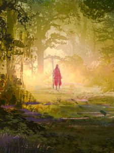 Preview wallpaper wanderer, forest, trees, glow, art