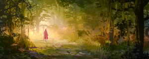 Preview wallpaper wanderer, forest, trees, glow, art