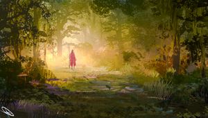 Preview wallpaper wanderer, forest, trees, glow, art