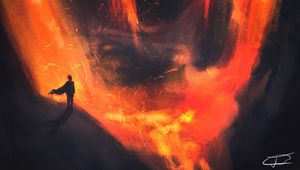 Preview wallpaper wanderer, lava, dungeon, art