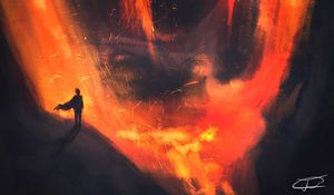 Preview wallpaper wanderer, lava, dungeon, art